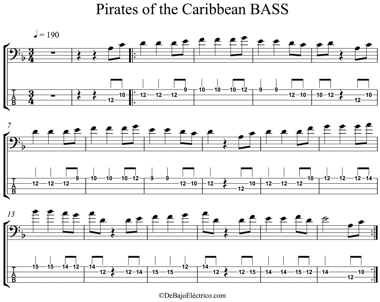 ▷ Tablaturas de BAJO【BASS-TABS】7 Nation Bass Tab