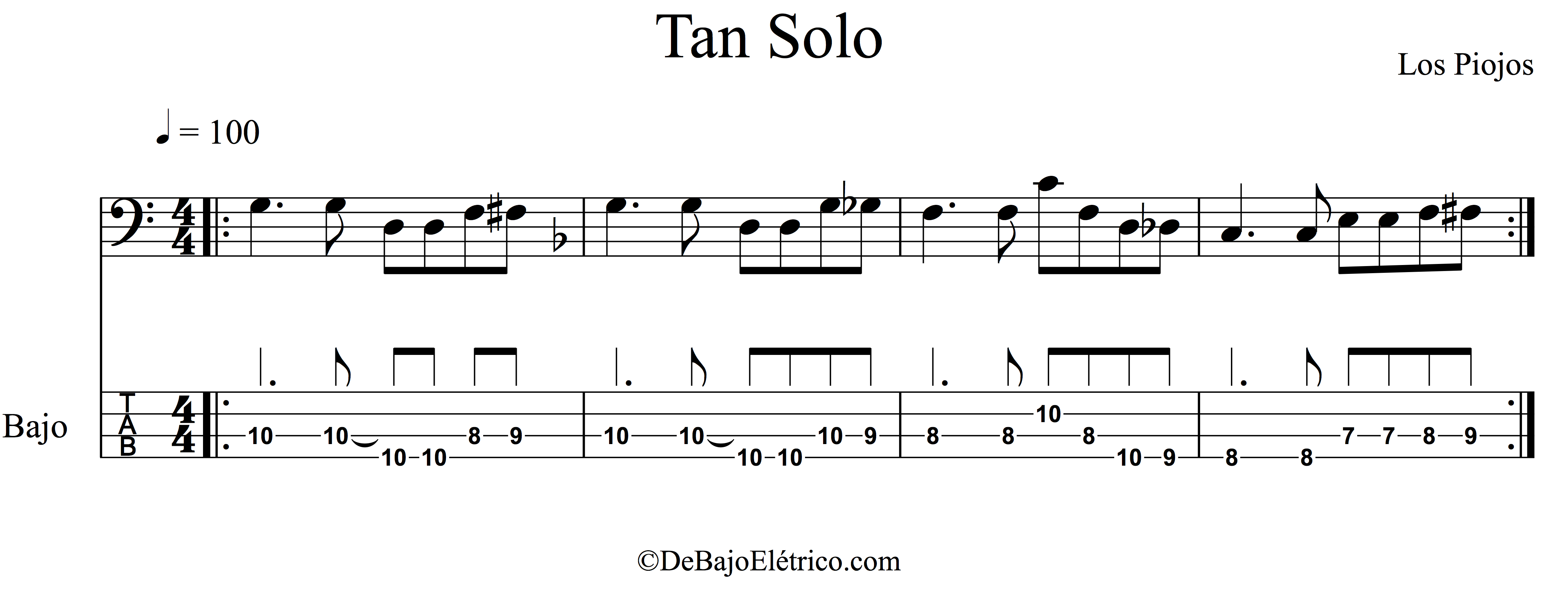tablatura para bajo de tan solo 
