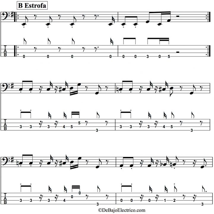 estrofa de la tablatura de bajo another one bites the dust