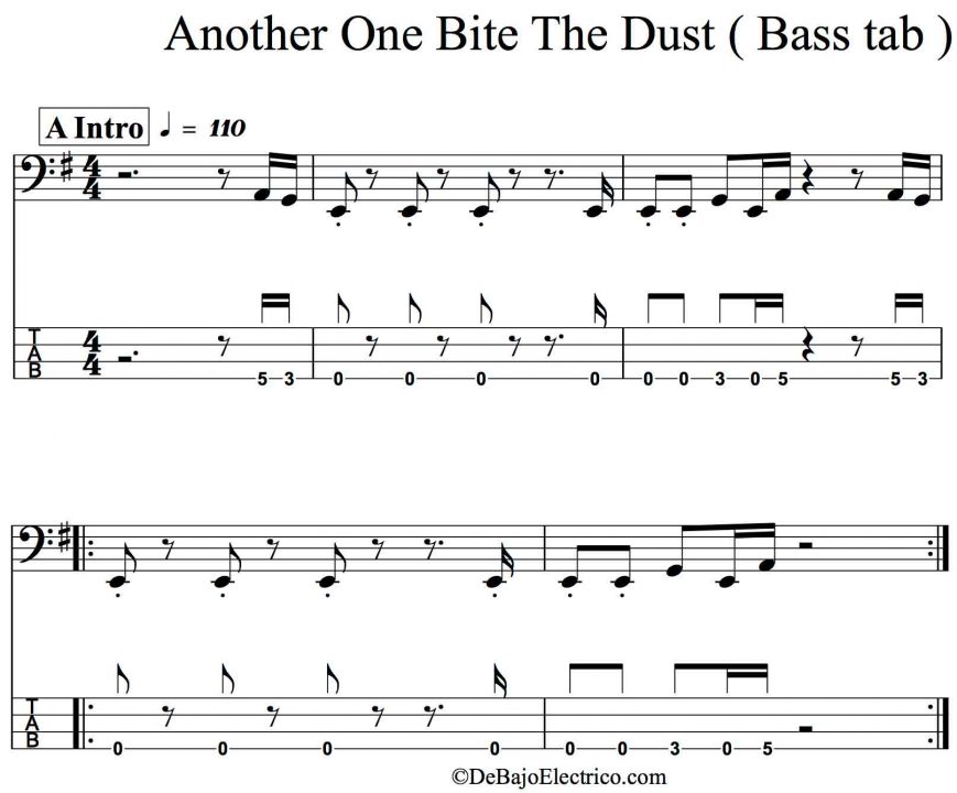 another one bites intro bass tab