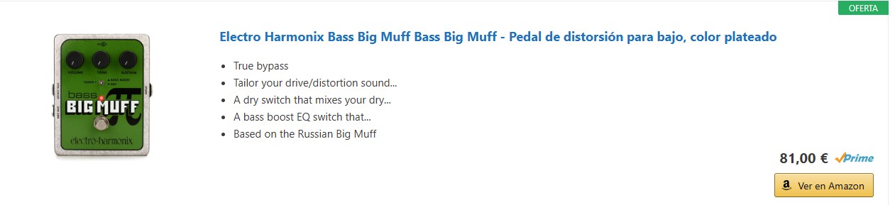 Electro Harmonix Bass Big Muff Bass Big Muff - Pedal de distorsión para bajo, color plateado