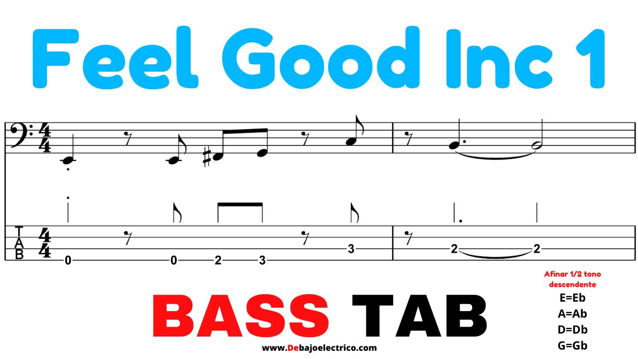como tocar tablatura de bajo feel good inc