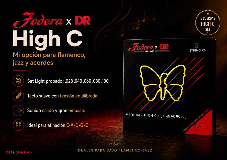 Fodera x DR High C para bajo flamenco y jazz Fodera x DR High C para bajo flamenco, jazz y acordes