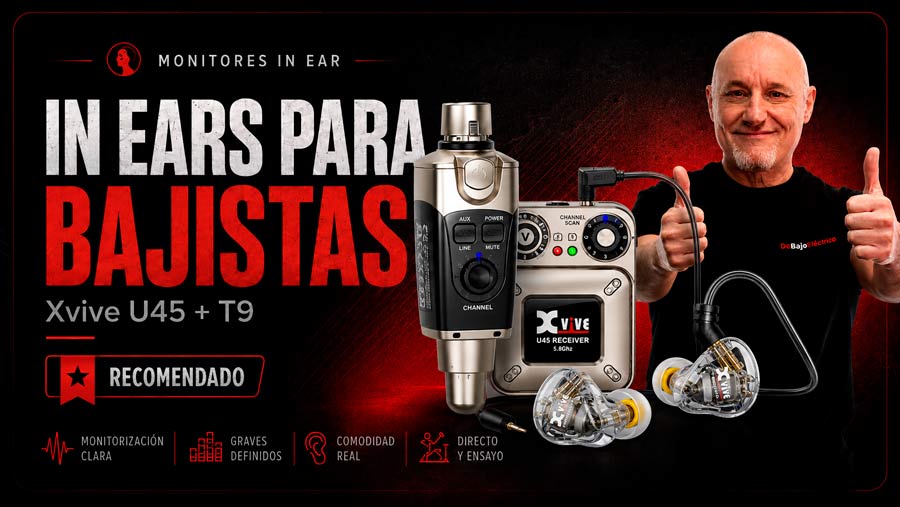 In Ears para Bajistas Xvive U45 y T9 In ears inalámbricos para bajistas Xvive U45 y T9